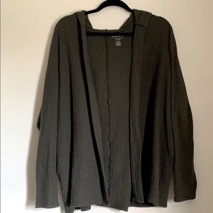 AE M green soft and sexy plush hooded cardigan